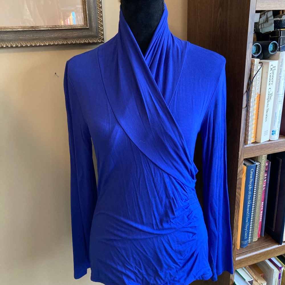 Soft Surroundings Cobalt Blue Wrap Blouse